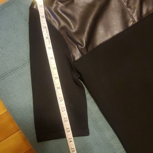 Chaps Black Dress with Faux Leather Detail - Picture 9 of 10